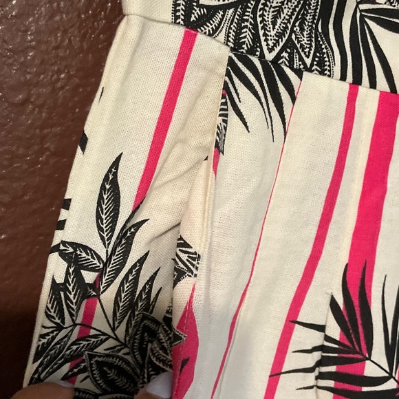 High-Rise Wide Leg Tropical Stripe Pants in Pink/White - Picture 5 of 16